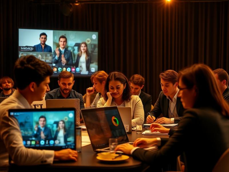 Professionals attending a live webinar